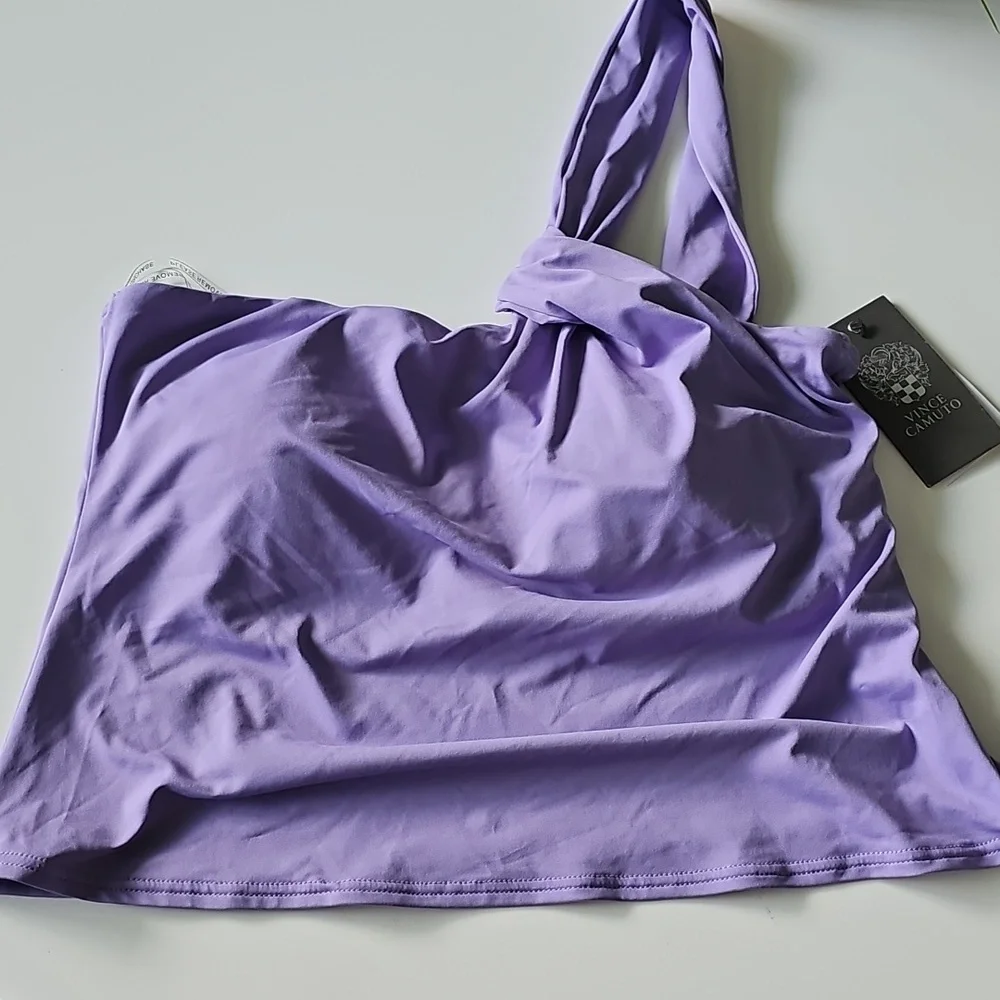 NWT Vince Camuto One-Shoulder Lavender Tankini Swim Top